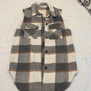 Plaid Sleeveless Shacket